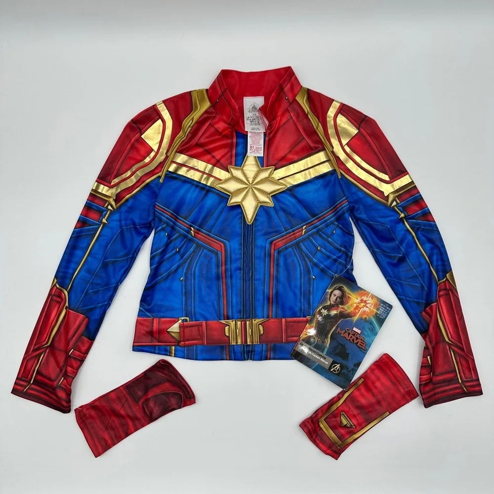 Disney Store Captain Marvel Costume Jacket with Gauntlets Kids Size 7/8 NWT Red - Picture 1 of 13